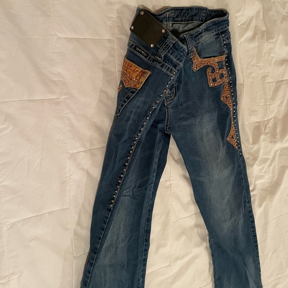 NWOT Montana West Trinity Ranch bootcut, blingy, stretchy jeans size 15x34 - Picture 7 of 9